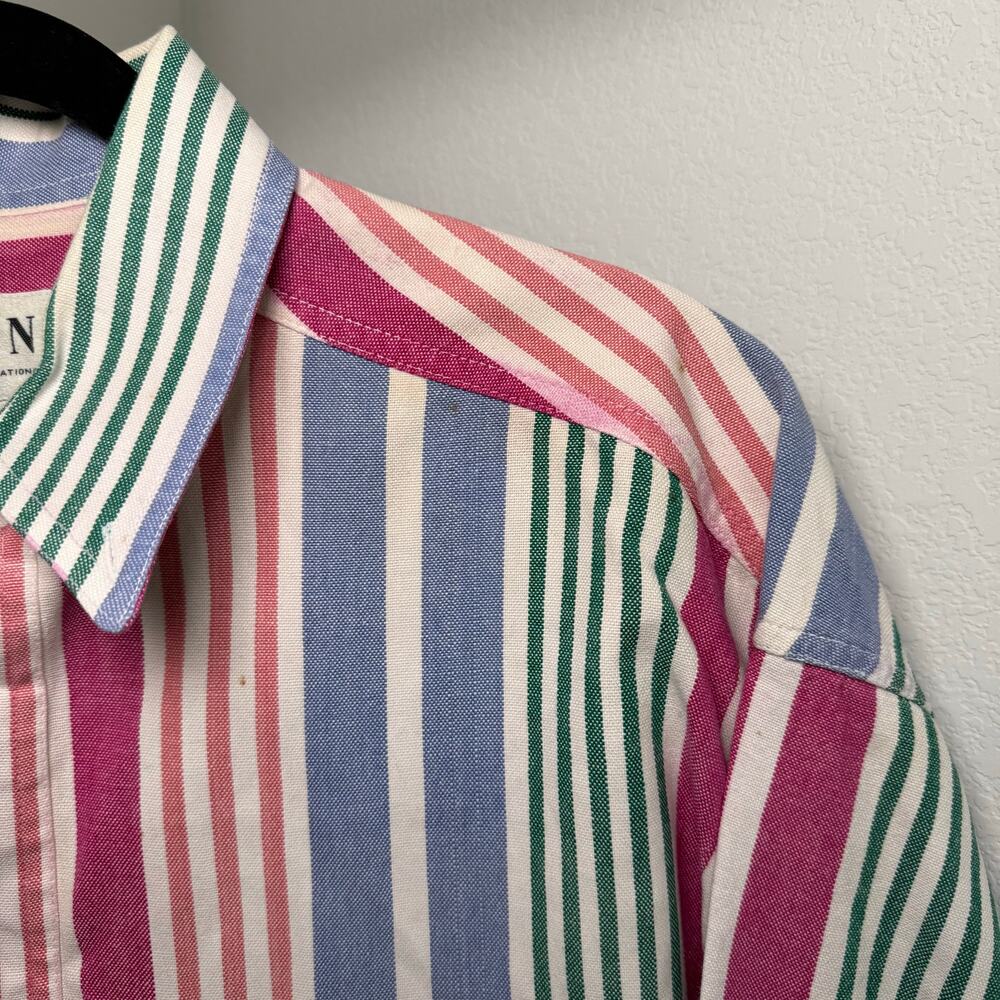 Vintage 90s I.N.C International Concepts Colorful Striped Button Up Shirt Medium - Picture 3 of 15